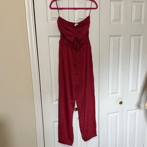 Gilli Burgundy Strapless Jumpsuit